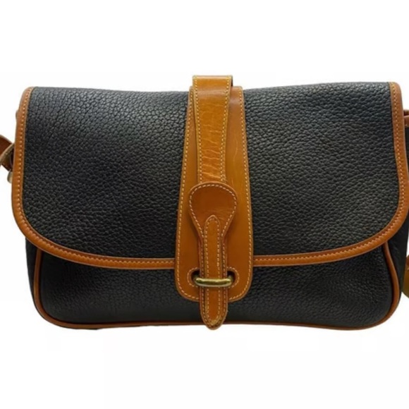 Dooney & Bourke Handbags - Vintage Dooney & Bourke Black & Brown Fold Over Leather Crossbody Should…